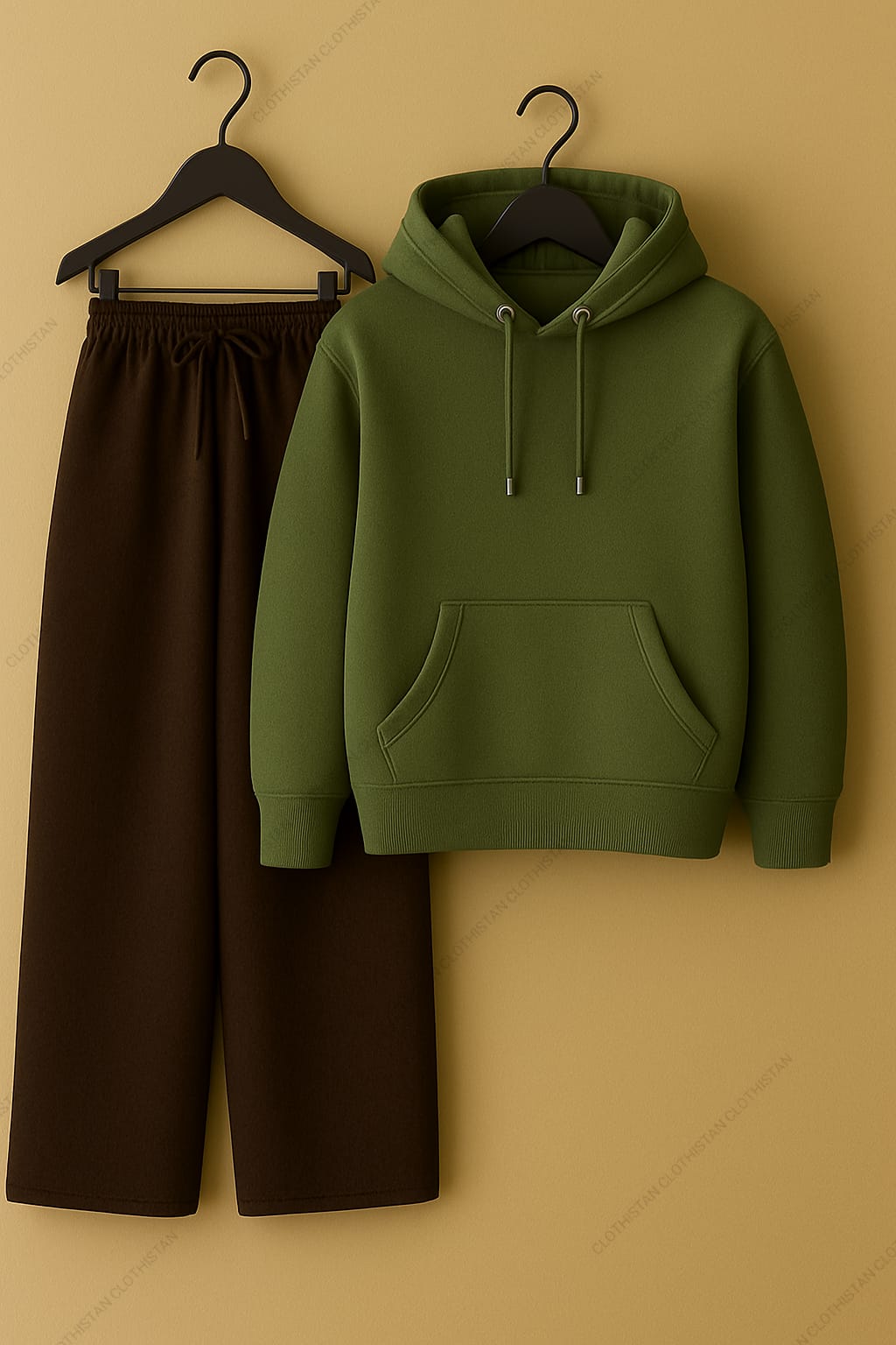 Hoodie & Brown Wide-Leg Sweatpants Pack Of Two