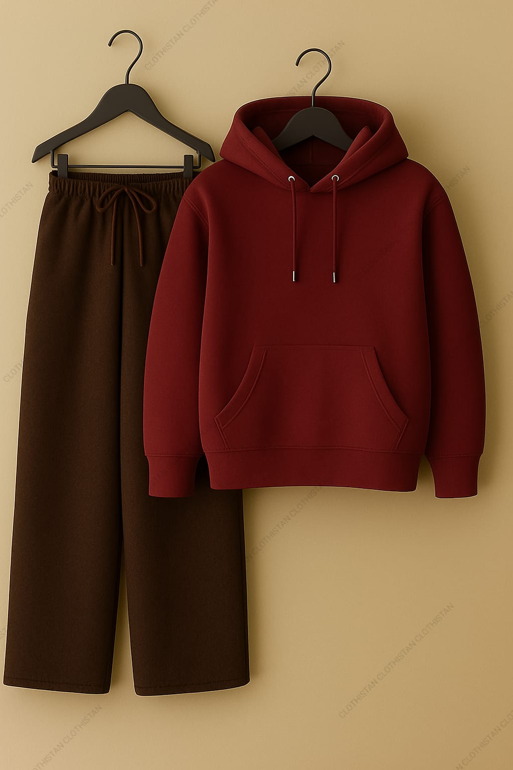 Hoodie & Brown Wide-Leg Sweatpants Pack Of Two