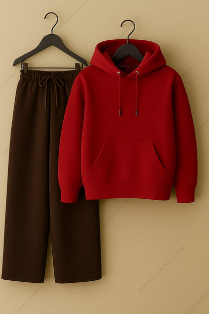 Hoodie & Brown Wide-Leg Sweatpants Pack Of Two