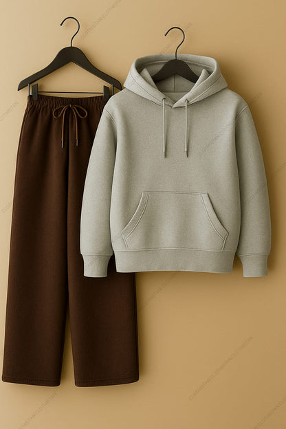 Hoodie & Brown Wide-Leg Sweatpants Pack Of Two