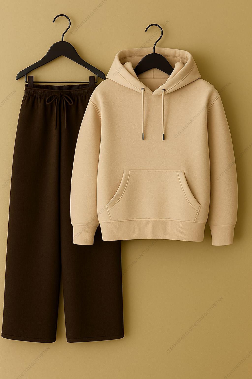 Hoodie & Brown Wide-Leg Sweatpants Pack Of Two