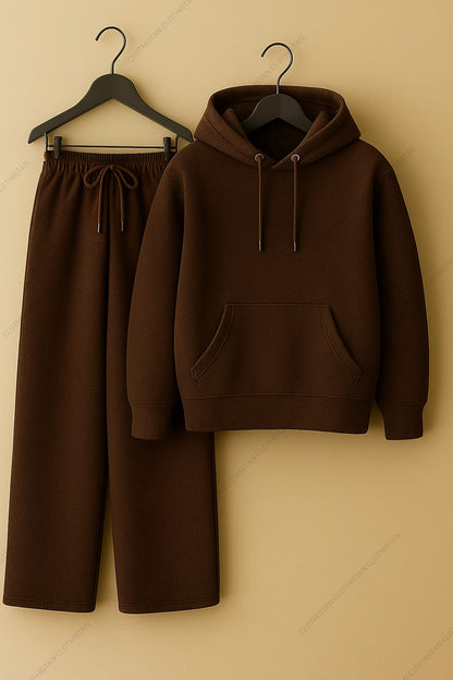 Hoodie & Brown Wide-Leg Sweatpants Pack Of Two