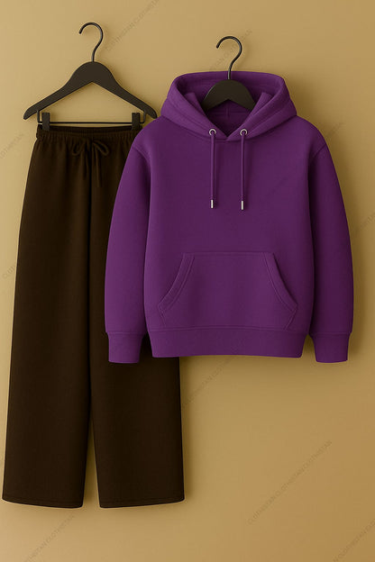 Hoodie & Brown Wide-Leg Sweatpants Pack Of Two