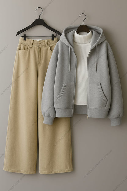 Hoodie & Wide-Leg Sweatpants Pack of Two