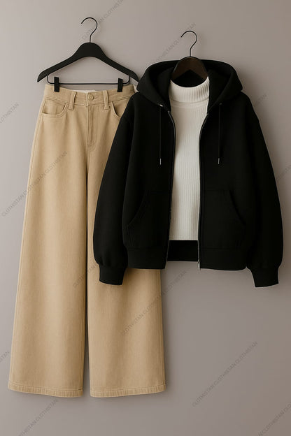 Hoodie & Wide-Leg Sweatpants Pack of Two
