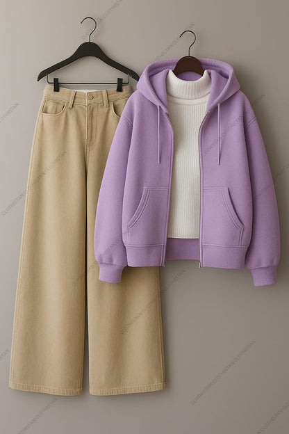 Hoodie & Wide-Leg Sweatpants Pack of Two