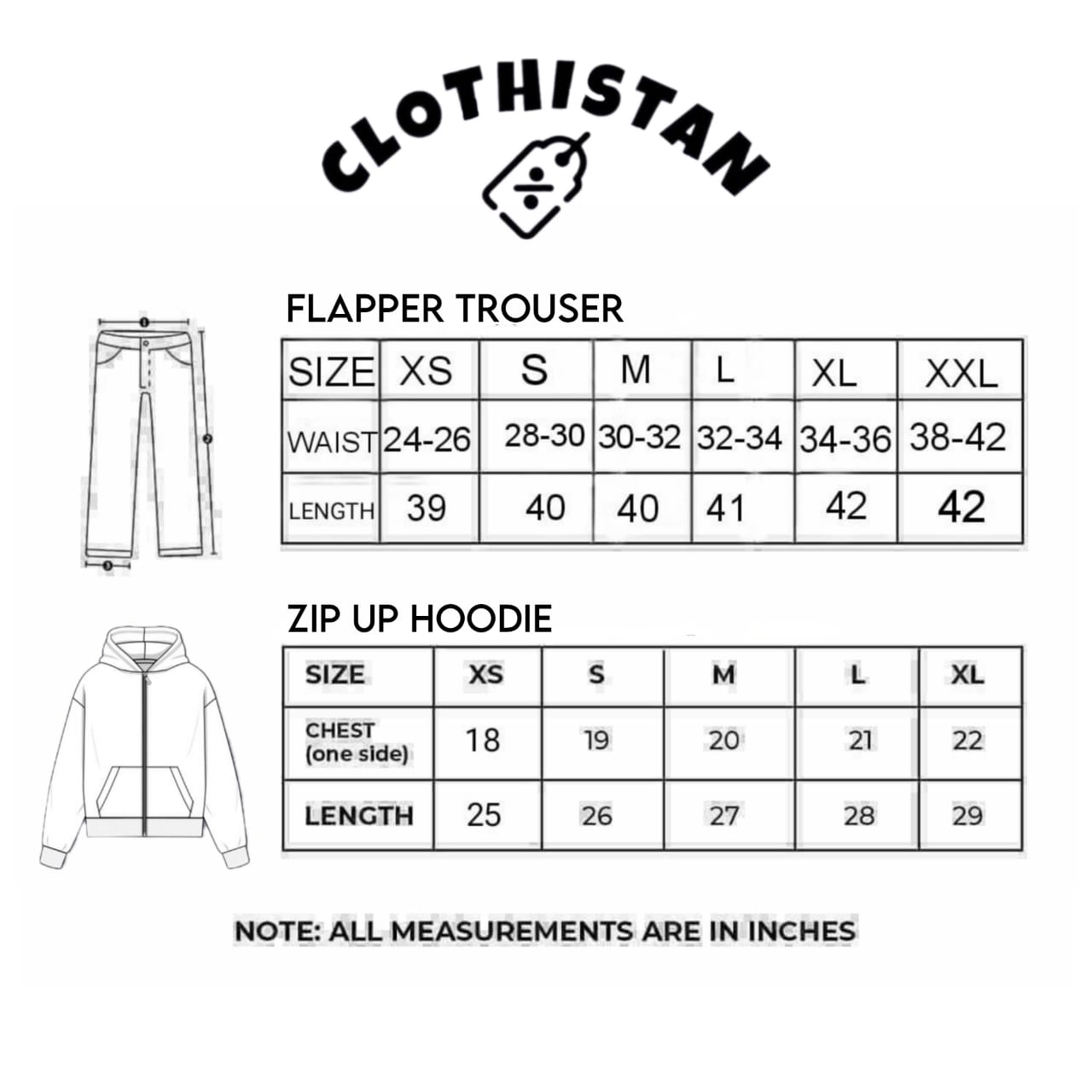 Zipper hoodie, White Highneck and Skyblue Wide Leg blue Jeans as Pack of three.