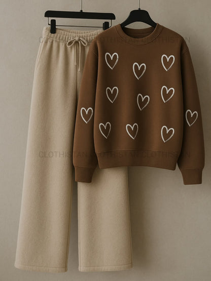 Sweatshirt & Wide-Leg Sweatpants Pack of Two