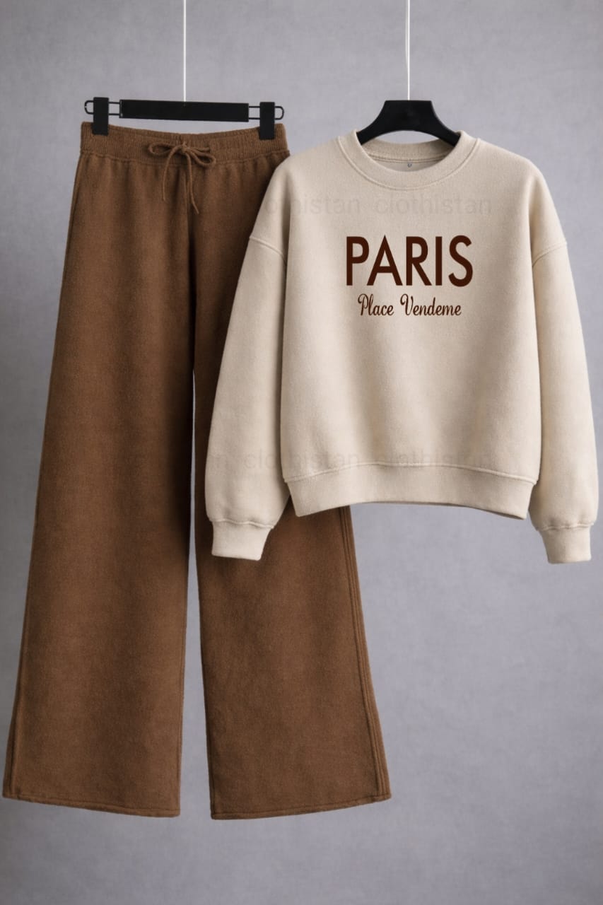 Paris Printed Sweatshirt & Wide-Leg Sweatpants Pack of Two