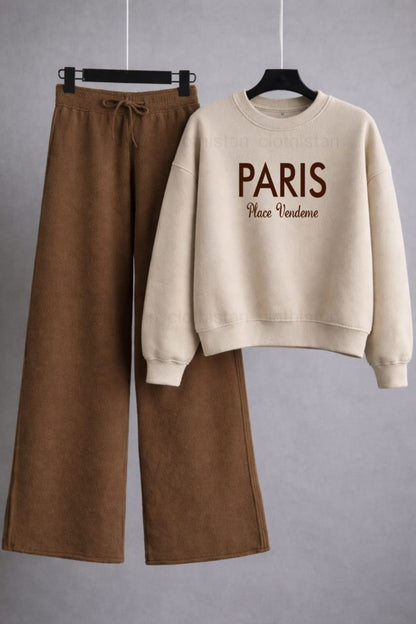 Paris Printed Sweatshirt & Wide-Leg Sweatpants Pack of Two