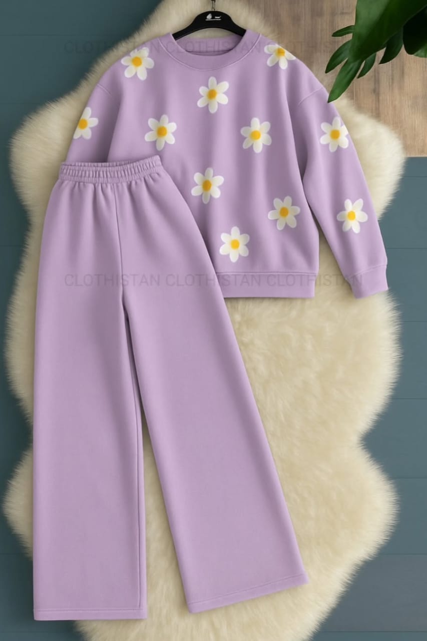 Sunflower Allover Printed Sweatshirt & Wide-Leg Sweatpants Pack of Two