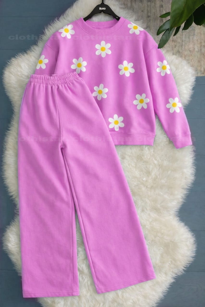 Sunflower Allover Printed Sweatshirt & Wide-Leg Sweatpants Pack of Two