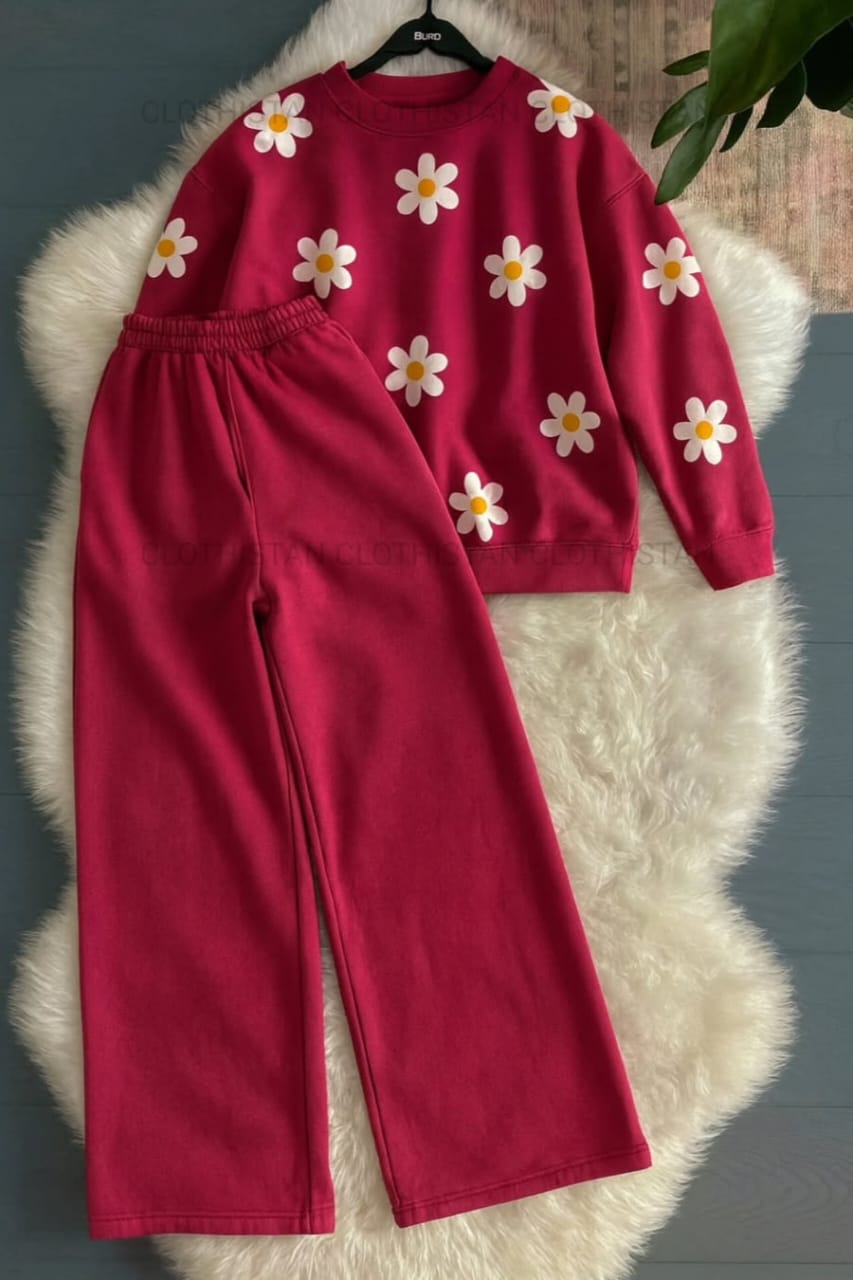 Sunflower Allover Printed Sweatshirt & Wide-Leg Sweatpants Pack of Two
