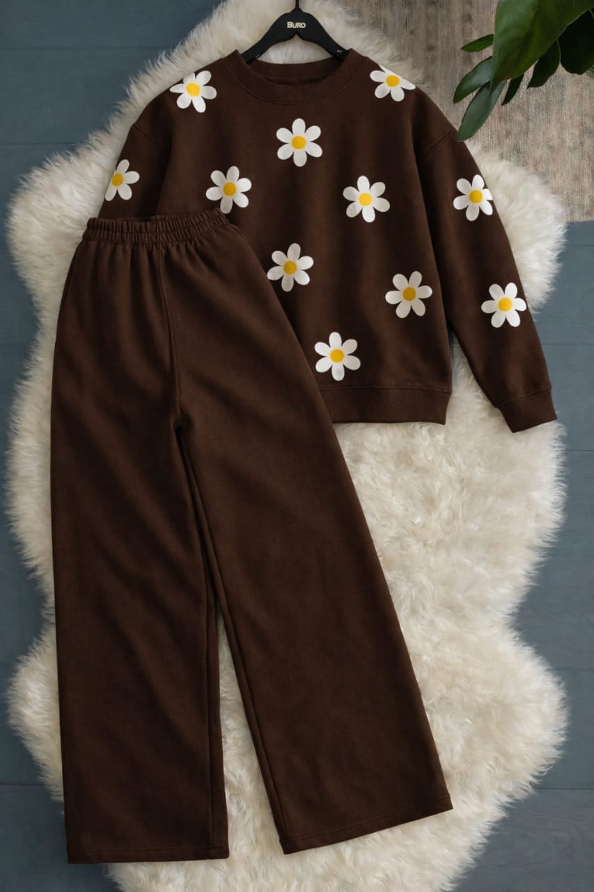 Sunflower Allover Printed Sweatshirt & Wide-Leg Sweatpants Pack of Two