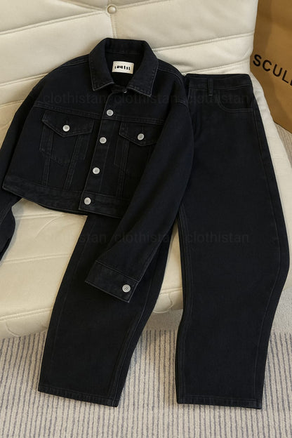 Denim Jacket & Wide-Leg Jeans Pack of Two