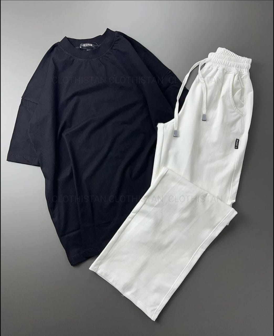 Drop Shoulder T-Shirt & White Wide-Leg Trouser