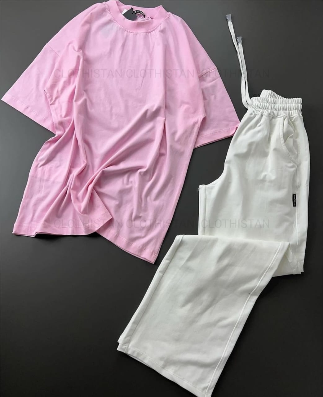Drop Shoulder T-Shirt & White Wide-Leg Trouser