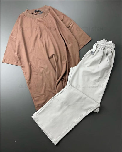 Drop Shoulder T-Shirt & White Wide-Leg Trouser
