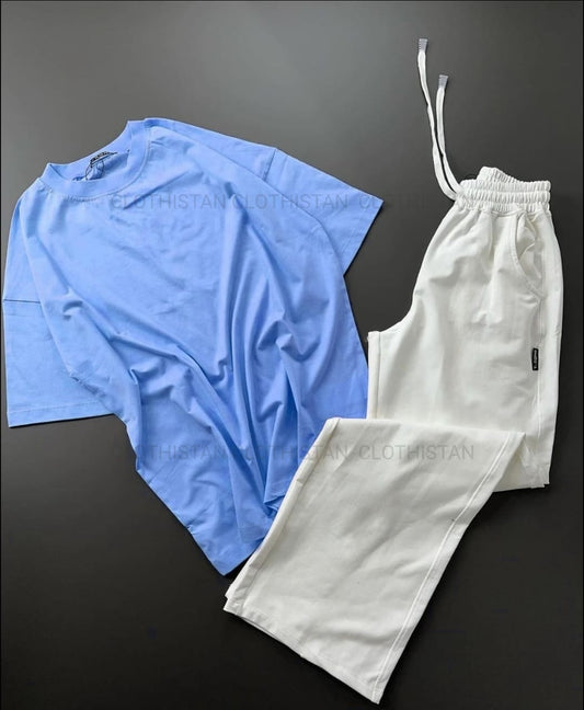 Drop Shoulder T-Shirt & White Wide-Leg Trouser