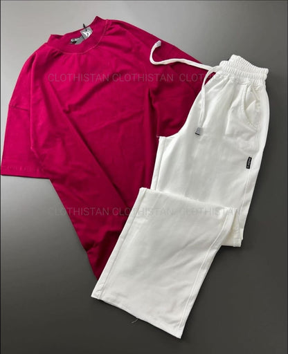 Drop Shoulder T-Shirt & White Wide-Leg Trouser