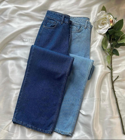 Pack Of 2 High Waisted Wide-Leg Jeans