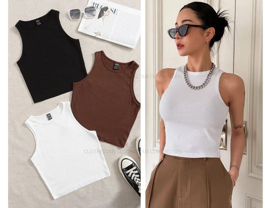 Rib-Knitted Tank Top Pack of Three