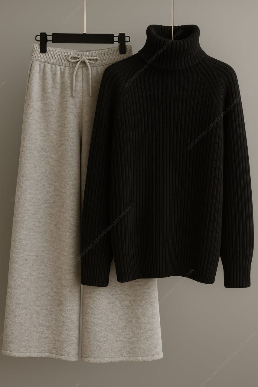 High-Neck Top & Wide-Leg Trouser – Pack of two