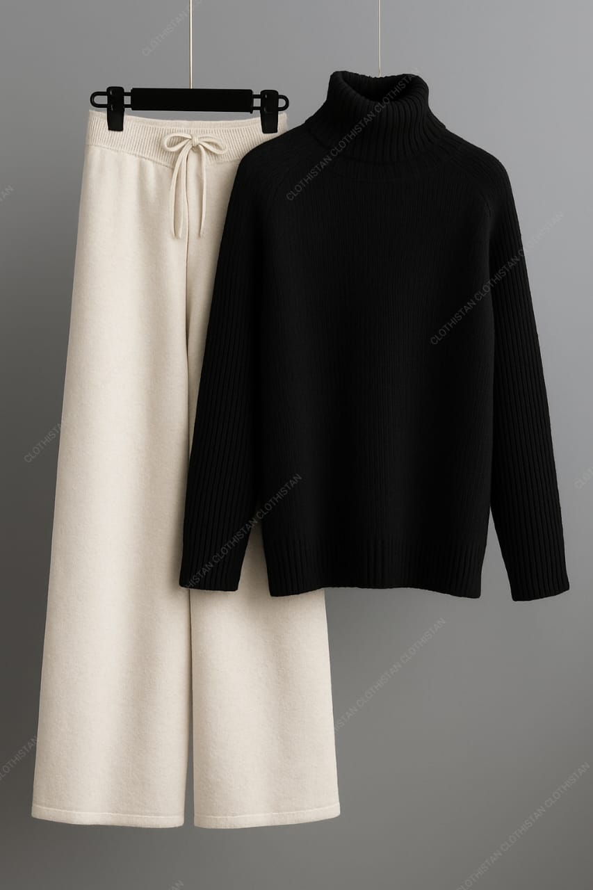 High-Neck Top & Wide-Leg Trouser – Pack of two