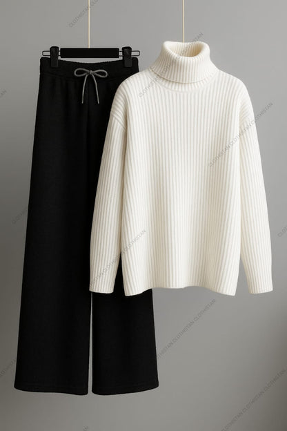 High-Neck Top & Wide-Leg Trouser – Pack of two