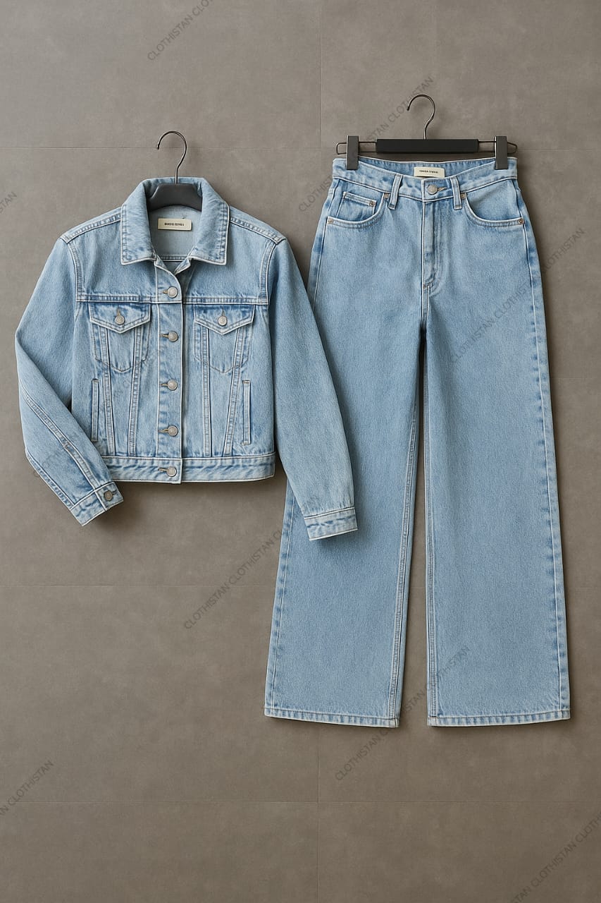 Denim Jacket  & Wide-Leg Jeans Pack of Two