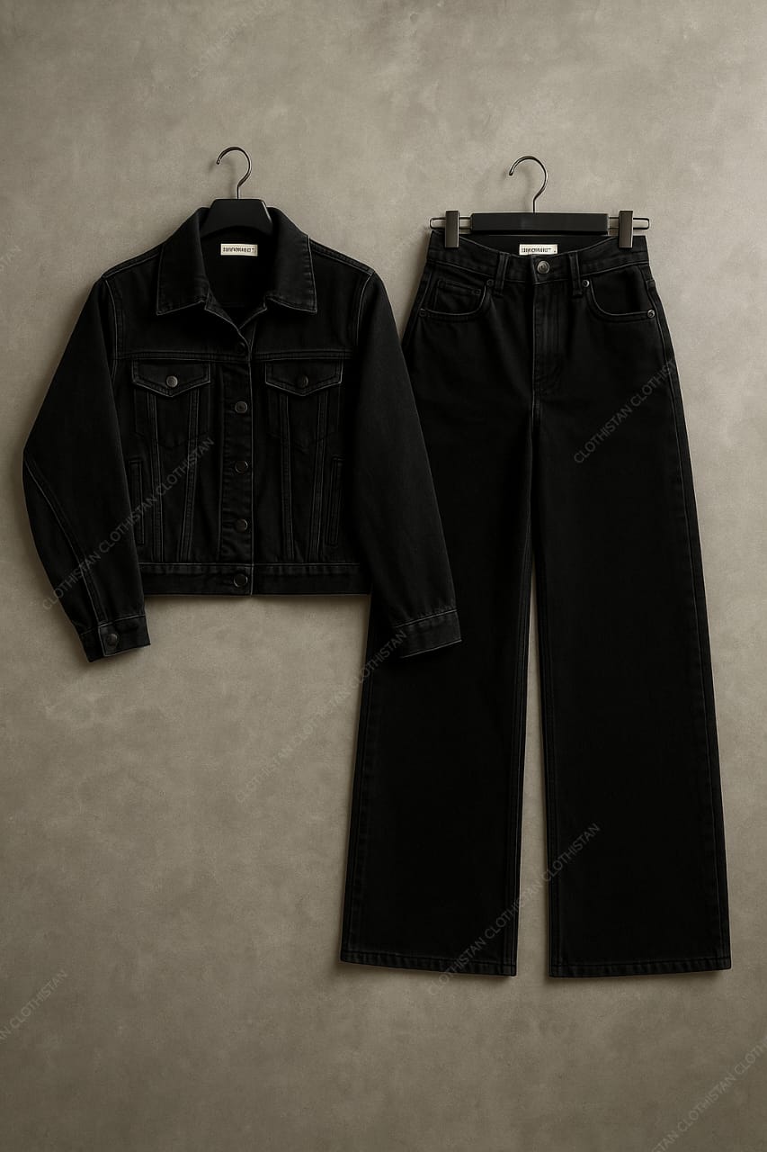 Denim Jacket  & Wide-Leg Jeans Pack of Two