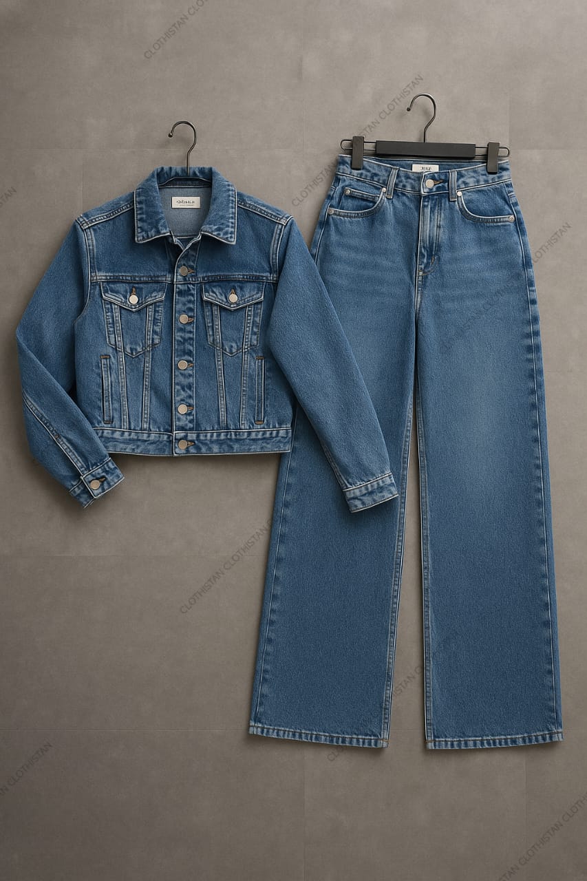 Denim Jacket  & Wide-Leg Jeans Pack of Two