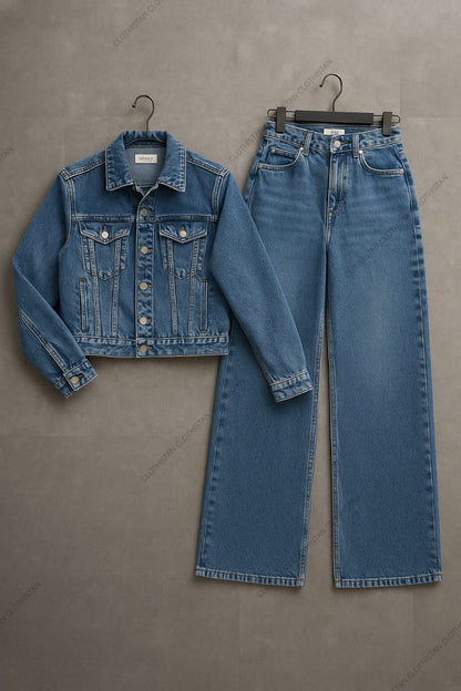 Denim Jacket  & Wide-Leg Jeans Pack of Two