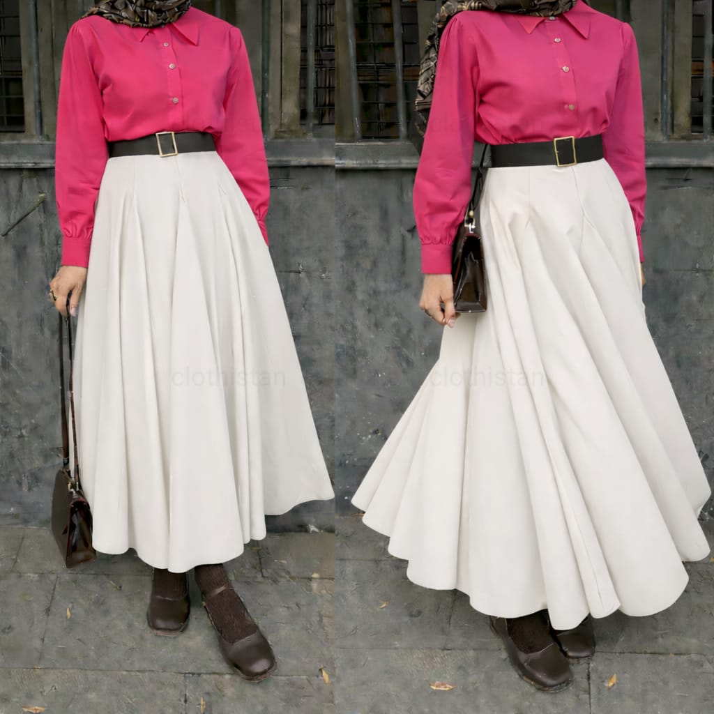 Button Down Shirt, White Umbrella Skirt - Pack of two