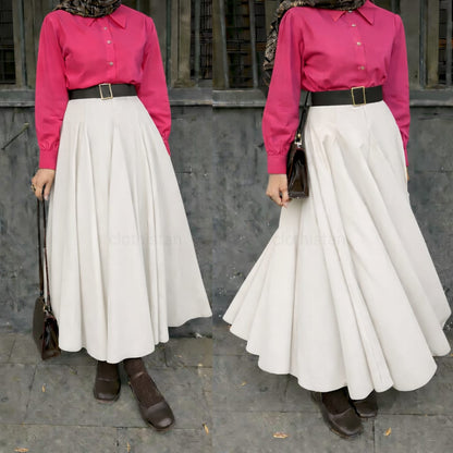 Button Down Shirt, White Umbrella Skirt - Pack of two