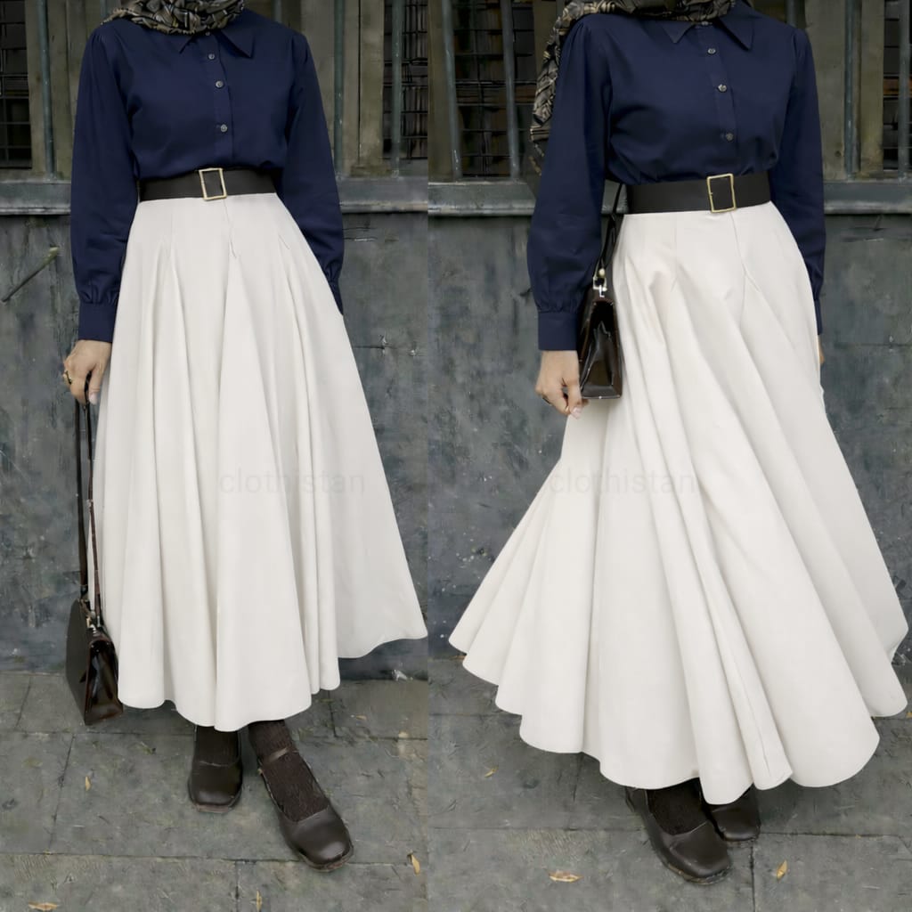 Button Down Shirt, White Umbrella Skirt - Pack of two