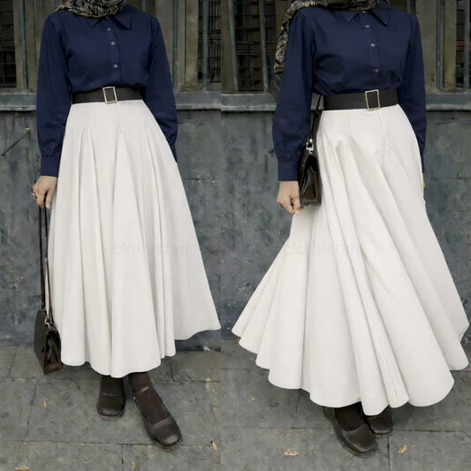 Button Down Shirt, White Umbrella Skirt - Pack of two
