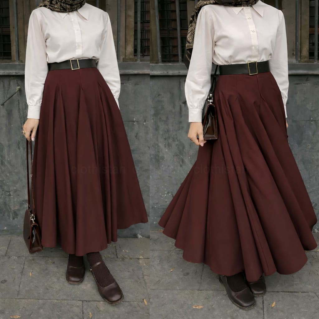 Button Down Shirt, Maroon Umbrella Skirt - Pack of two