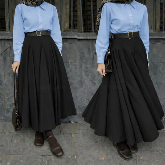 Button Down Shirt, Black Umbrella Skirt - Pack of two