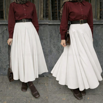 Button Down Shirt, White Umbrella Skirt - Pack of two
