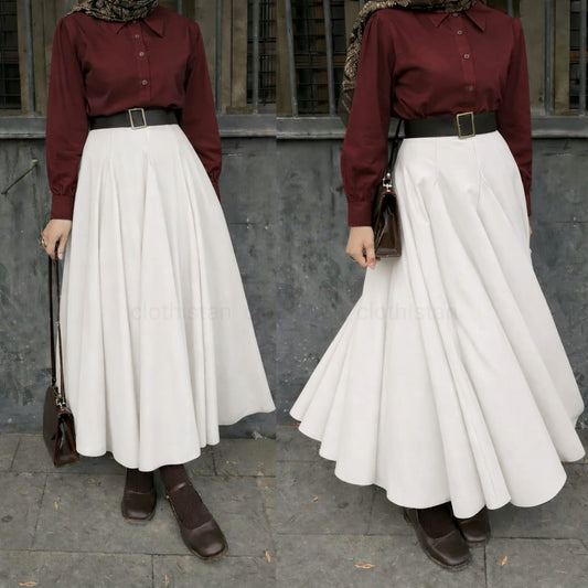 Button Down Shirt, White Umbrella Skirt - Pack of two