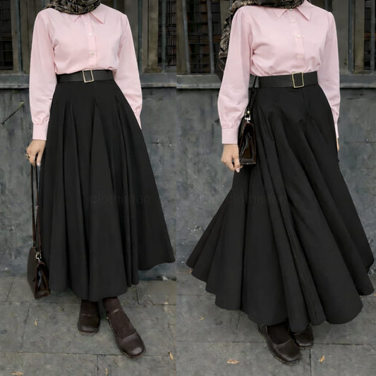 Button Down Shirt, Black Umbrella Skirt - Pack of two