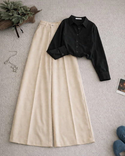 Button Down Shirt And Beige Formal Pants as Pack of Twos