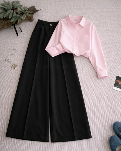 Button Down Shirt And Black Formal Pants as Pack of Twos