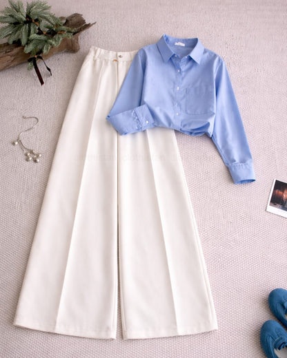 Button Down Shirt And White Formal Pants as Pack of Twos