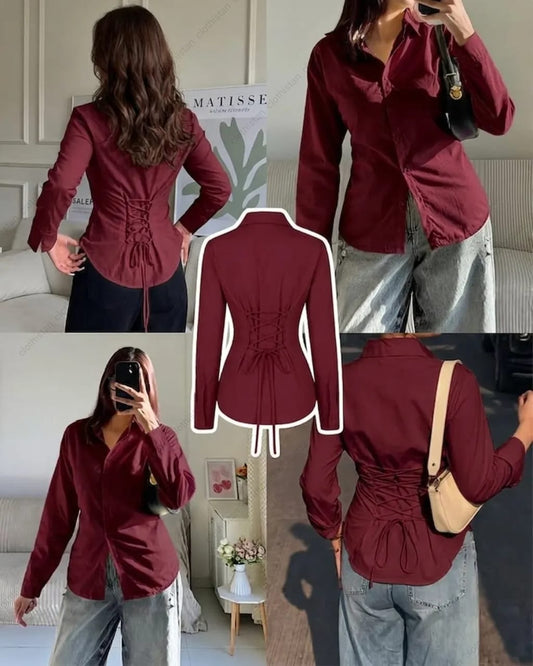 Corset Fitted Button-Down Shirt