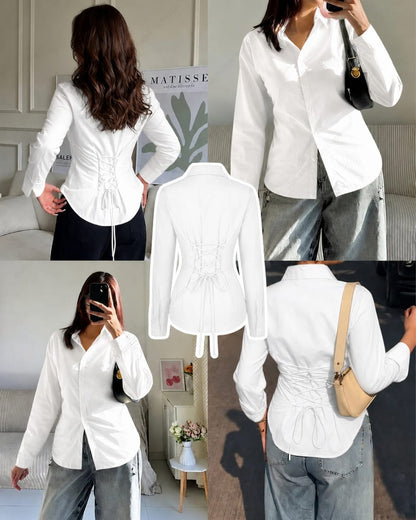Corset Fitted Button-Down Shirt