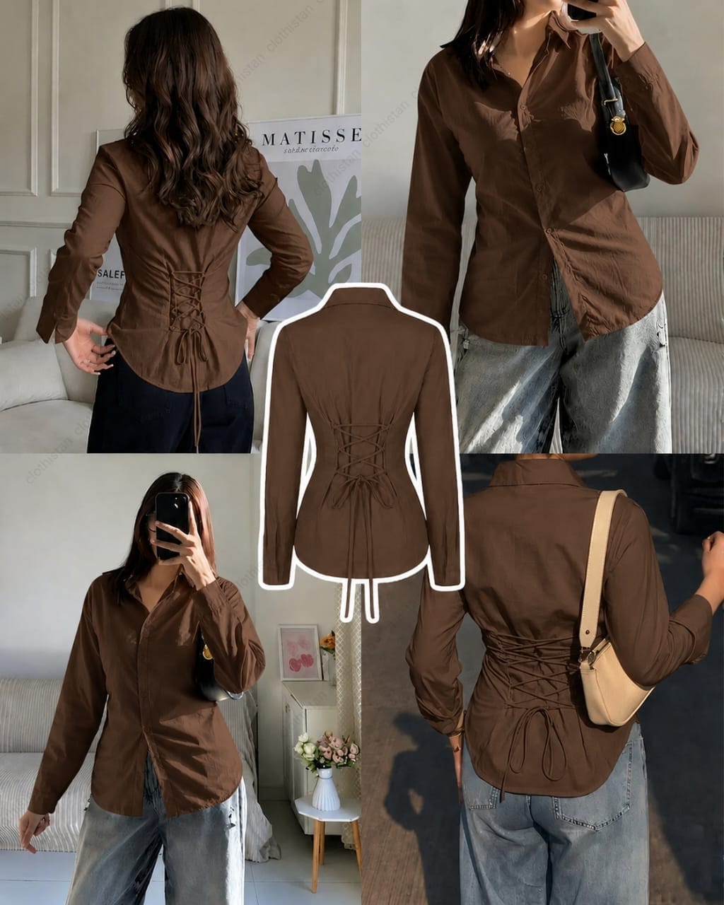 Corset Fitted Button-Down Shirt
