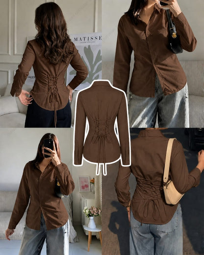 Corset Fitted Button-Down Shirt