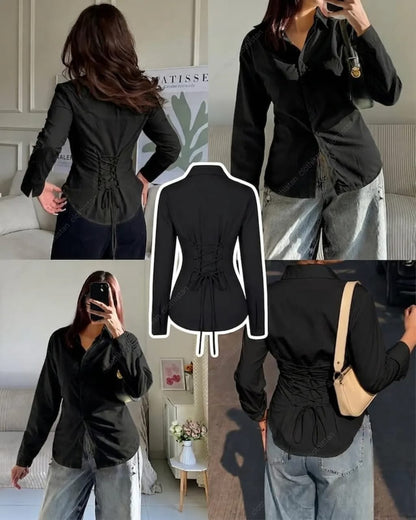 Corset Fitted Button-Down Shirt